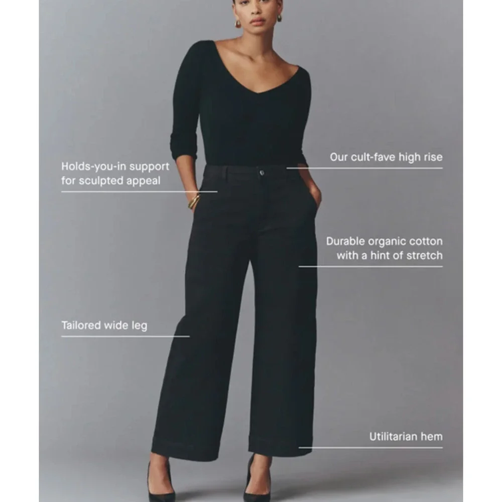 Everlane The Utility High Rise Wide-Leg Pants in Black size 6R New - Picture 7 of 8